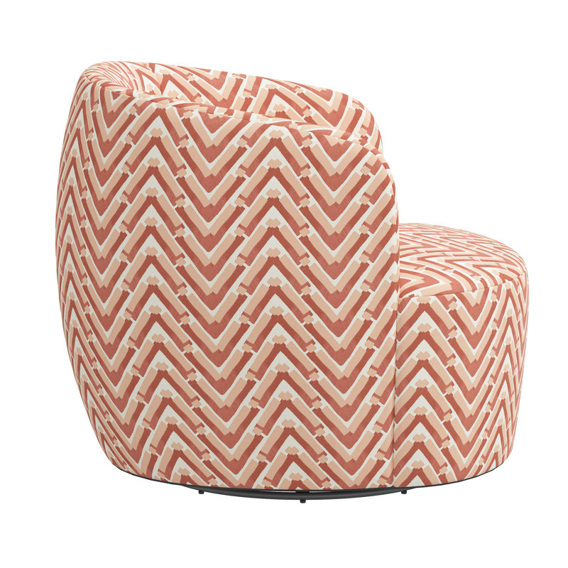 Mina Swivel Barrel Chair, Stroke Peach Chevron