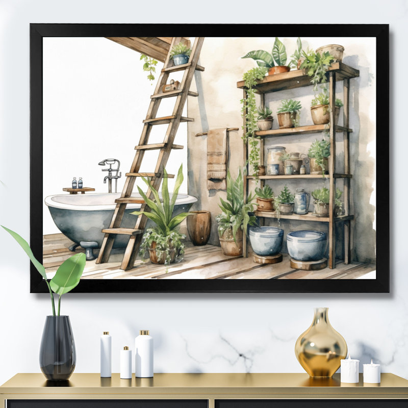 «Natural Bathroom Decor XXVIII» sur toile, Cadre photo noir, H 30 po x l 40 po x P 1,5 po