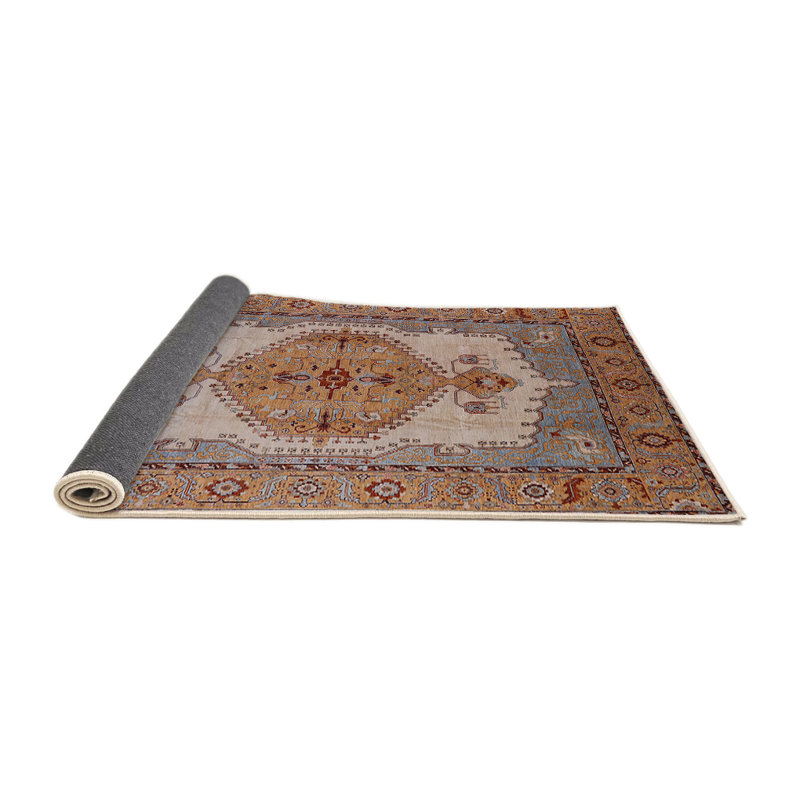 Tapis oriental orange / gris, Rond 3 pi