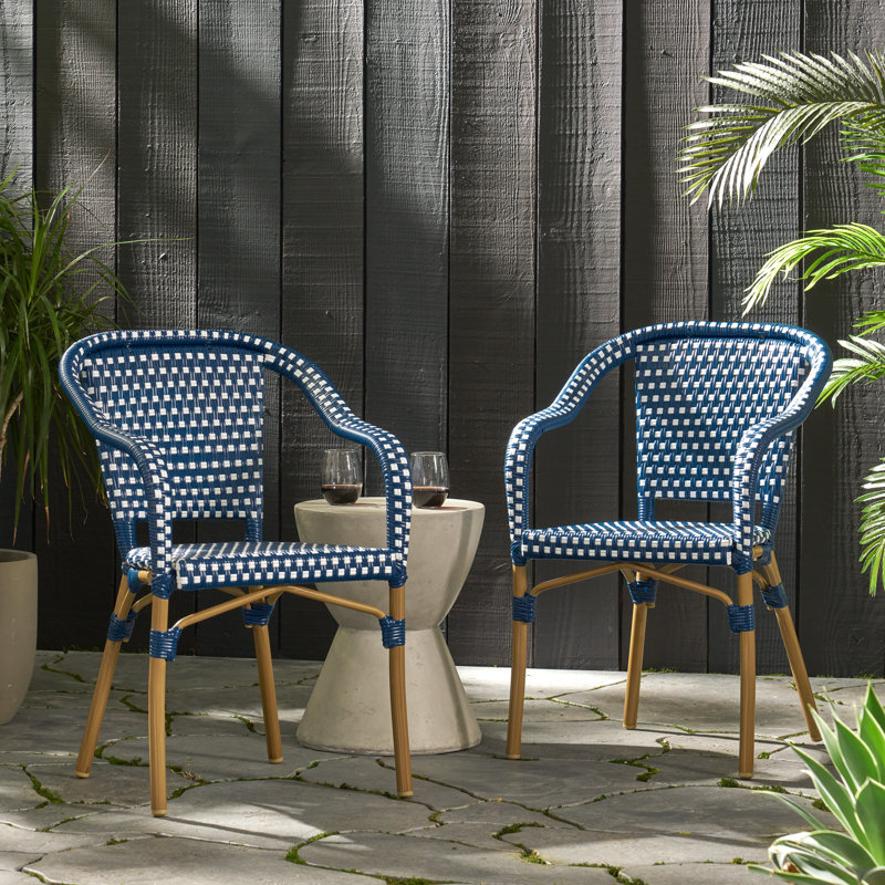 Chaise BISTRO (ensemble de 2), Blanc / Bleu marine