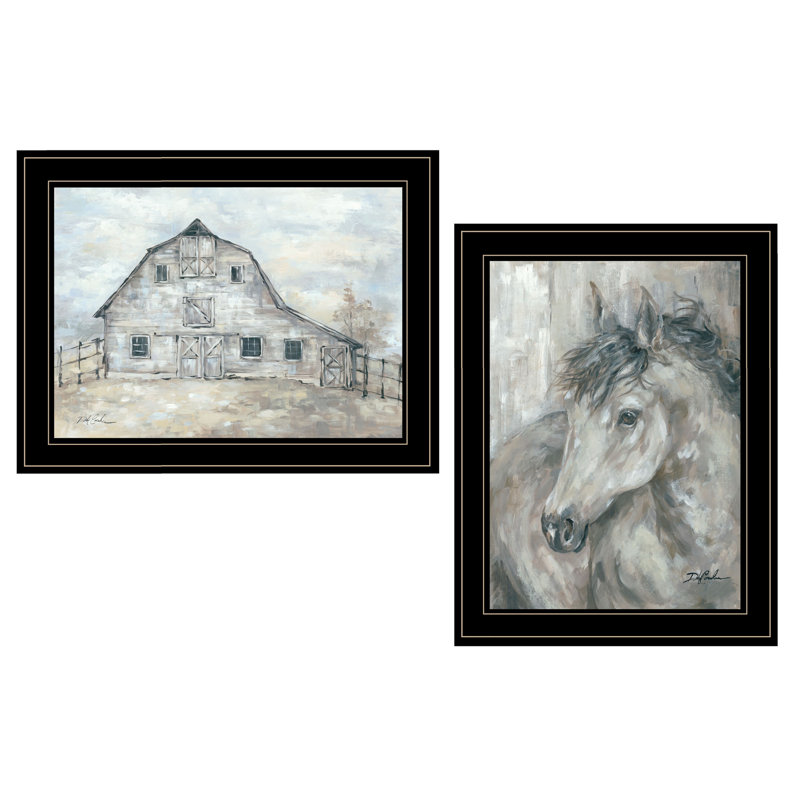 "True Spirit (Horses)" 2-Piece Vignette By Debi Coules, Black Frame
