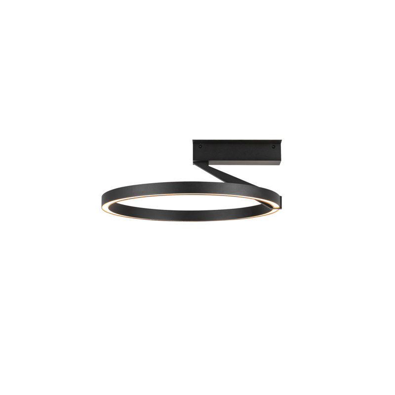 Plafonnier semi-encastré Roda, Noir, H 6 po x l 16 po x P 15,75 po