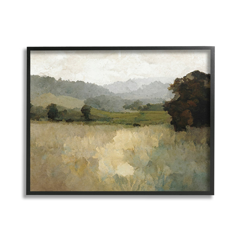 «Green Impressionist Scenery», estampe numérique encadrée par Gina Kelly, Giclée encadrée noir minuit, H 24 po x l 30 po