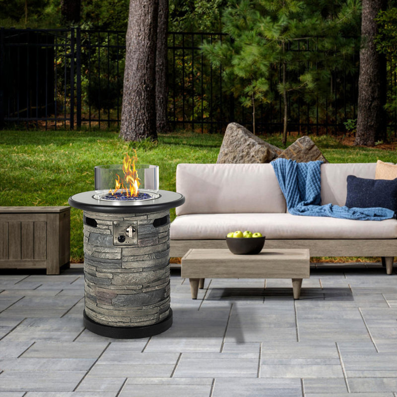 Round Propane Smokeless Fire Pit Table with Hidden Fuel Tank - Thumbnail 2