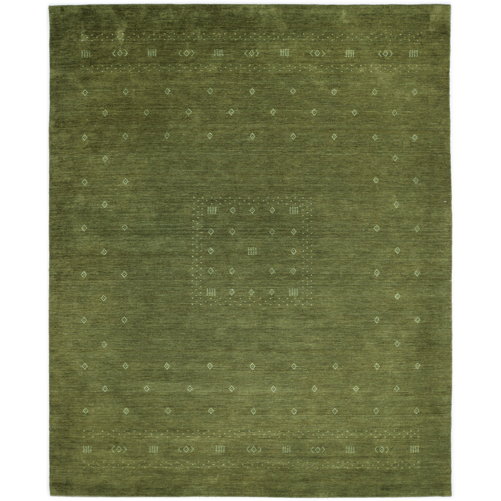 Simi Hand Knotted Cotton/Wool Southwestern Area Rug, Rectangle 6' x 9', Forest Green