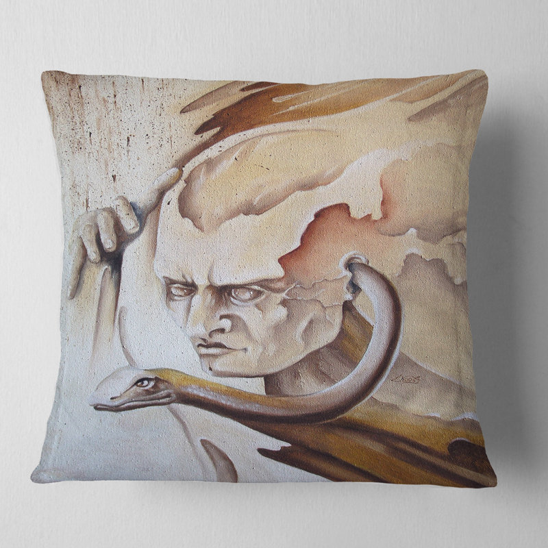 Voix à l'intérieur - Coussin imprimé abstrait, 16 po x 1 po, Coussin décoratif