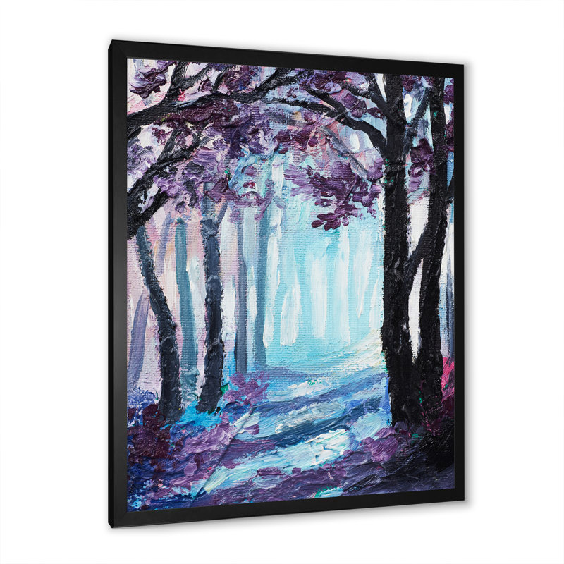 Forêt mauve mystique - Peinture, Cadre photo noir, H 20 po x l 12 po x P 1 po