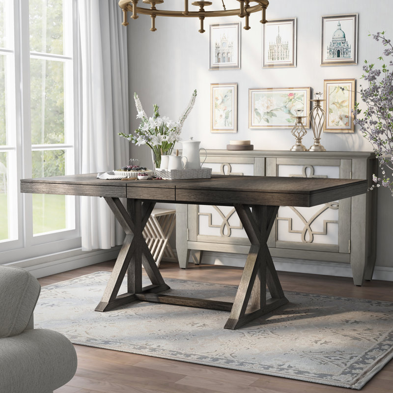 Rudasill Extendable Solid Wood Base Dining Table