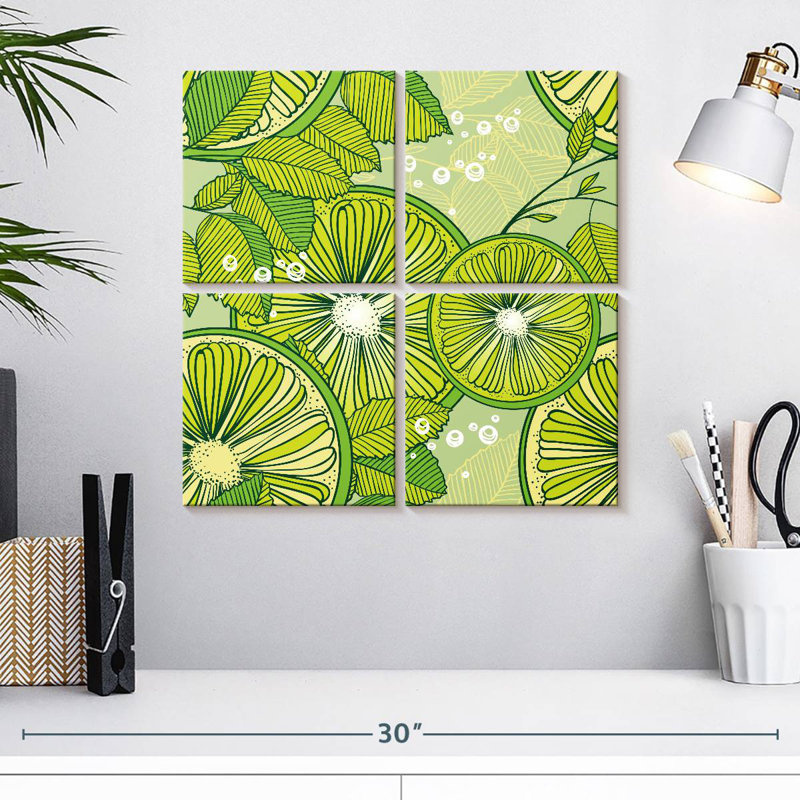 Yarlin Lime And Mint Pattern, 18" H x 18" W