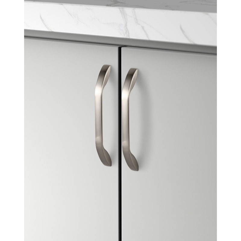 Poignée d'armoire Gamma Series 7-1 / 2 po (192 mm) nickel satiné moderne (paquet de 5), 8", Nickel satiné