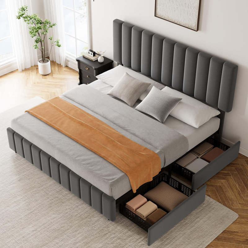 Ditchko Upholstered Bed, Dark Grey, King