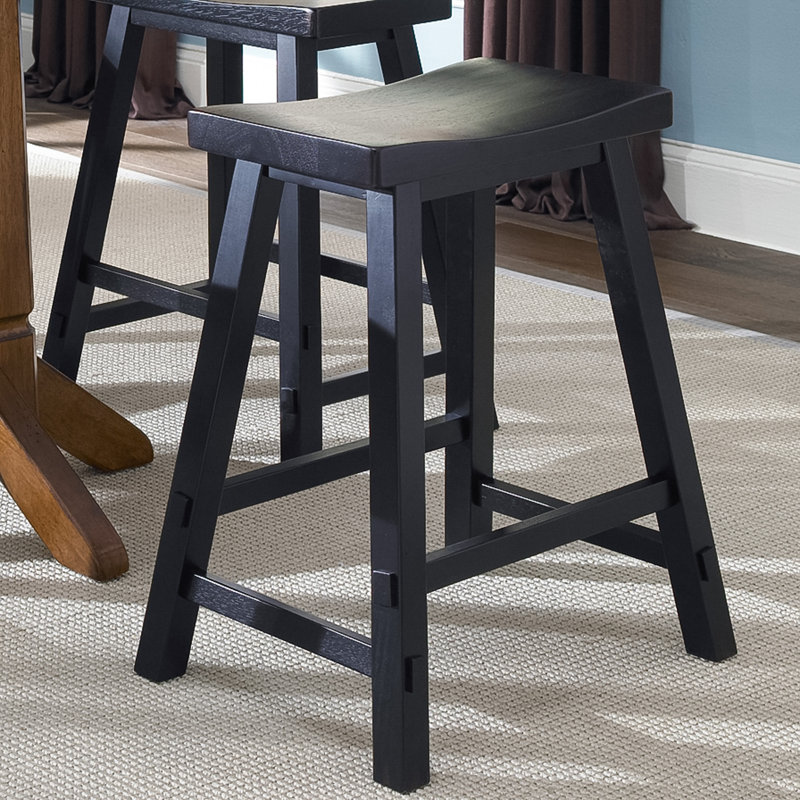 Creations Sawhorse Counter Stool, Distressed Black, Bar Stool (29" Seat Height)