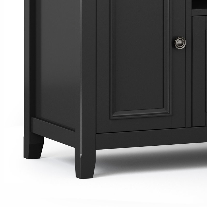 Amherst Black Solid Wood 72" TV Media Stand with Cabinets