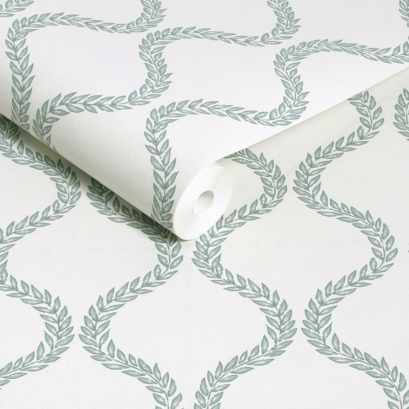 Laurel Leaf Trellis Mist Wallpaper, Laurel Leaf Trellis Mist Wallpaper