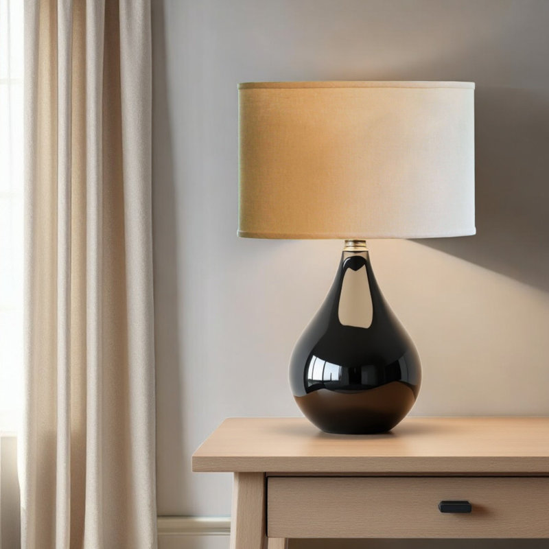 Abat-jour ovale en lin beige, H 10 po x l 16 po x P 10 po