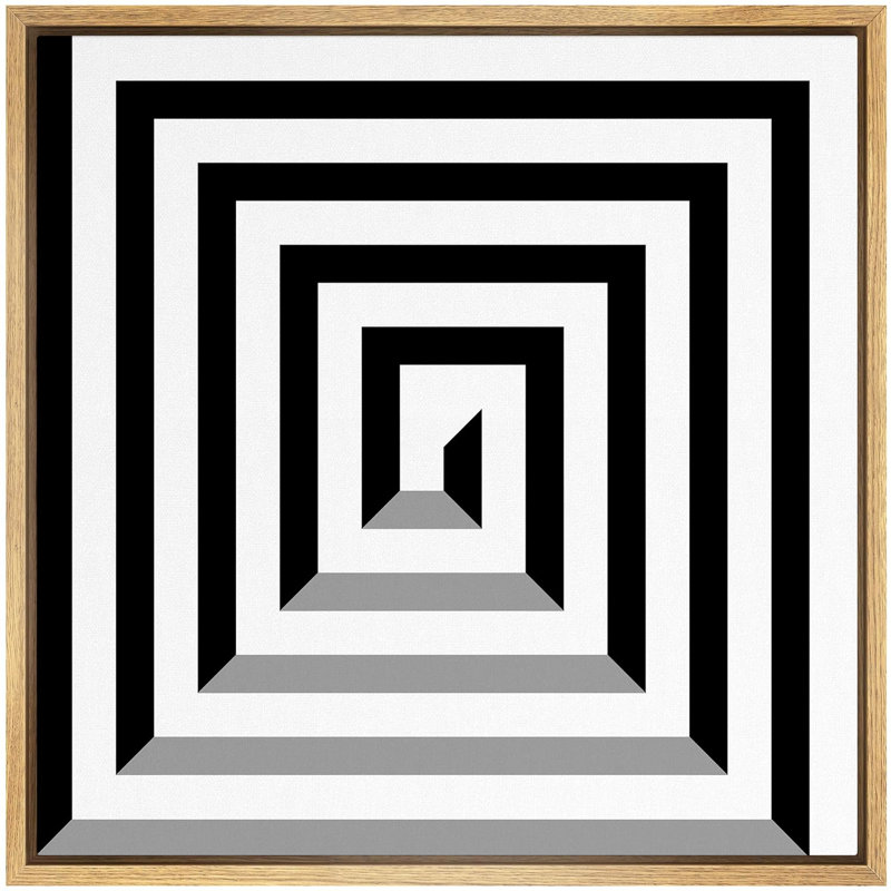 " 3D Optical Illusion Twisting Square Maze Abstract Shapes Minimalism Alternative Dramatic Dark ", 16" H x 16" W x 1.5" D