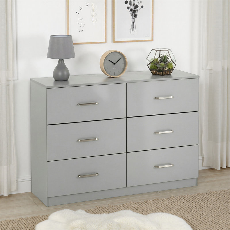 Sumrah 110cm W 6 - Drawer Chest of Drawers, Light Grey