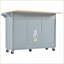 Îlot de cuisine avec plateau pliable, rangement et amp; Roues | Bois d'hévéa, panneau de fibres à densité moyenne gris ardoise et bleu | Moderne | Moyen (40 à 55 po)-902783060