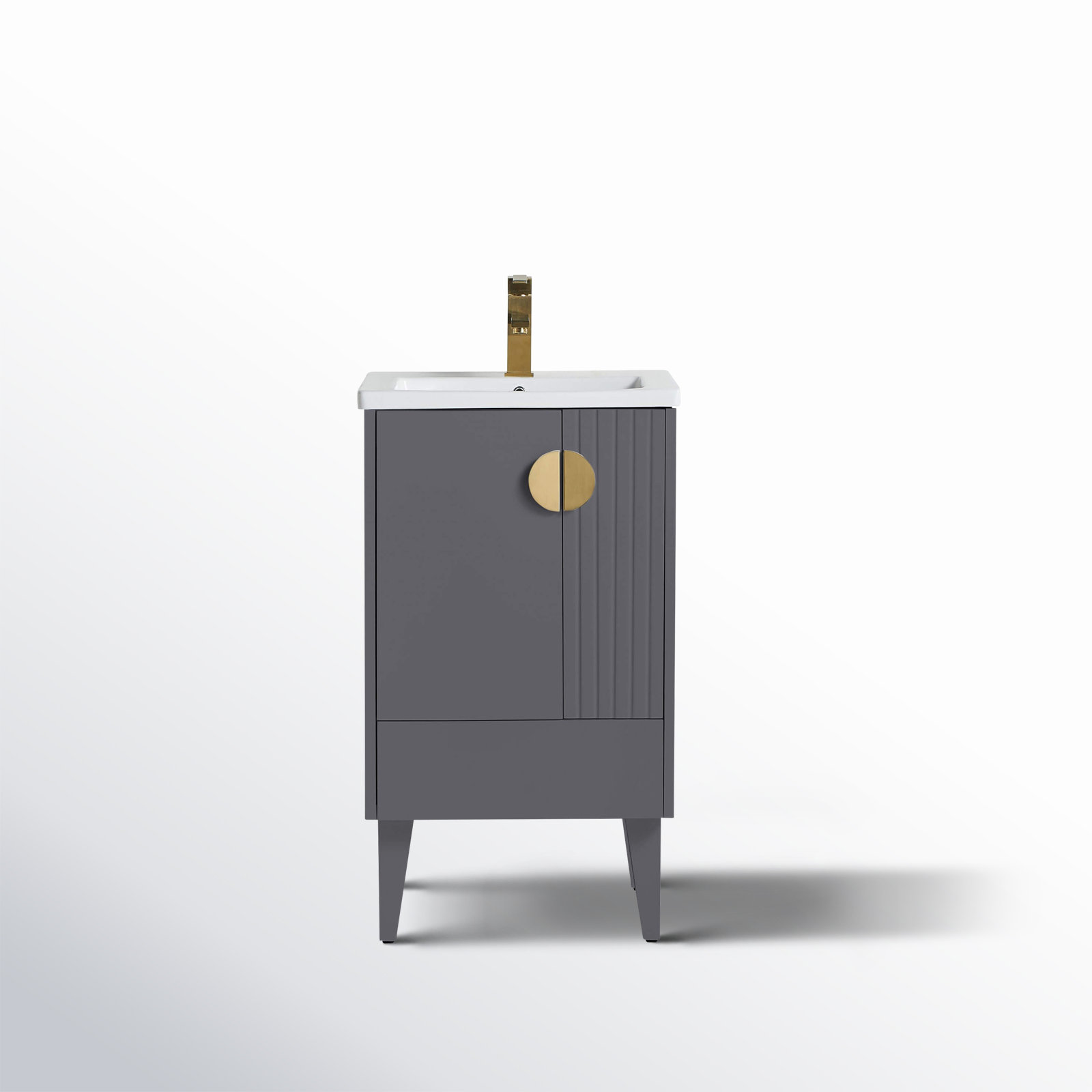 Saimah 20'' Single Bathroom Vanity, Satin Brass, Rock Gray