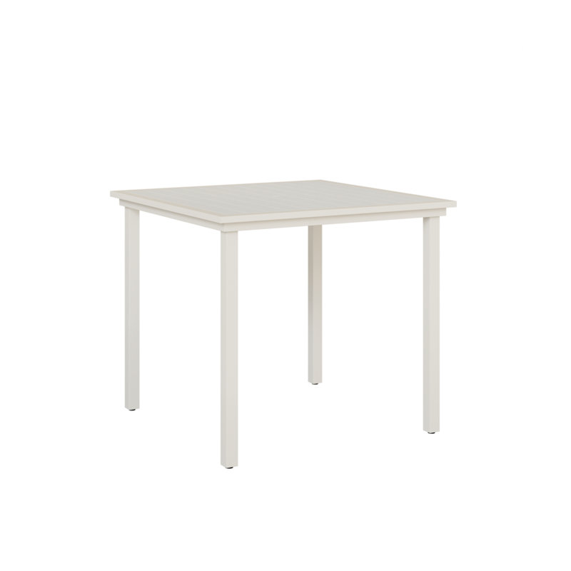 Table de bar carrée en aluminium avec plateau blanc mat 44 po Lumley, Blanc