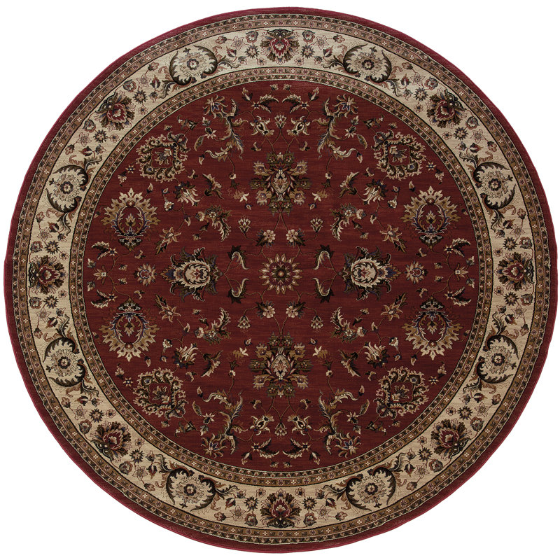 Tapis rouge / ivoire Shelburne, Rond 6 pi