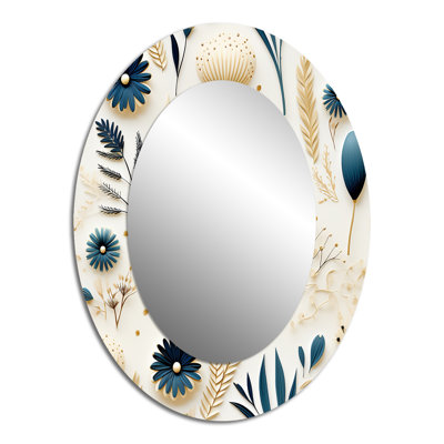 Miroir mural ovale bleu et blanc