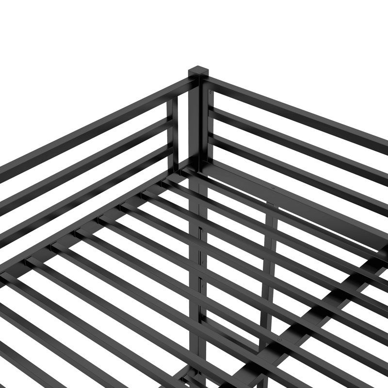 Metal Queen Over Bunk Bed, Space For Adults, Noise- Operation, No Box Spring, Coating, Under Bed Storage, Double Ladders, Features Black Option Noise-, Structure, Side Design