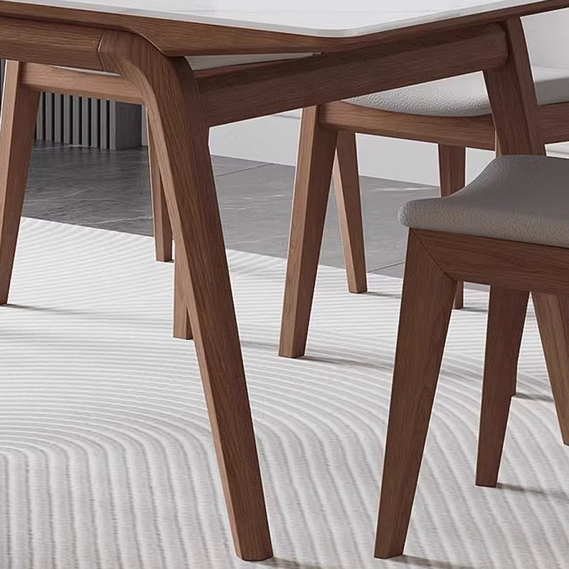 Simple rectangular solid wood legs rock table, 29.53"H x 70.87"L x 35.43"W