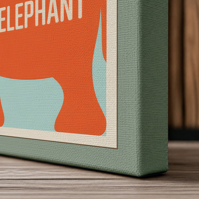 Elephant Study Grid Mid-Century - Wrapped Canvas, 30x20 - 76.2 x 50.8 cm, Sage Border