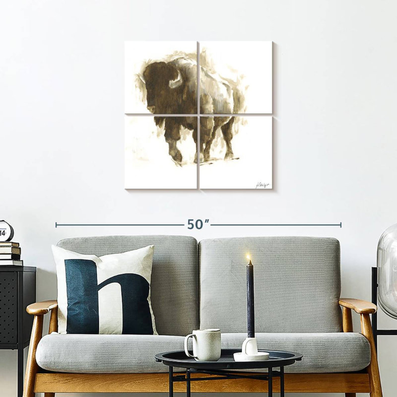 Brampt Rustic Bison II, 26" H x 26" W