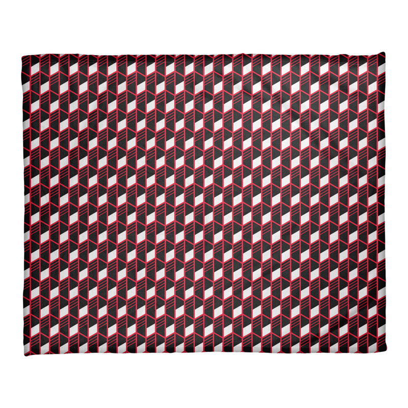 Couverture géométrique Katelyn Elizabeth, l 32,5 po x L 42,5 po, Rouge / noir