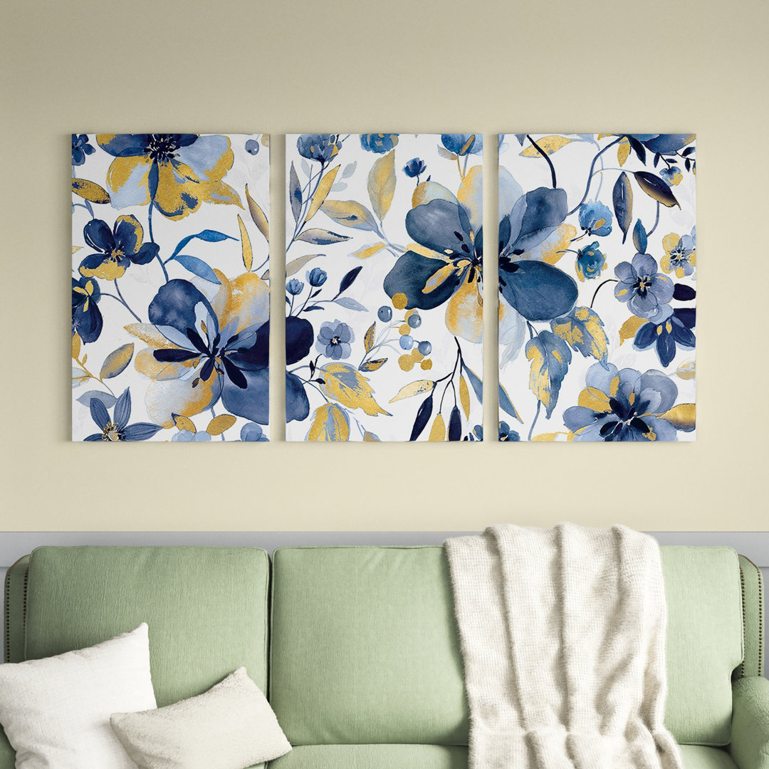 " Golden Indigo Garden " 3 - Pieces Lark Manor™ 