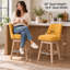 Tabourets de bar pivotants de 66 cm (26 po), ensemble de 2, en boucle jaune, pieds en bois massif