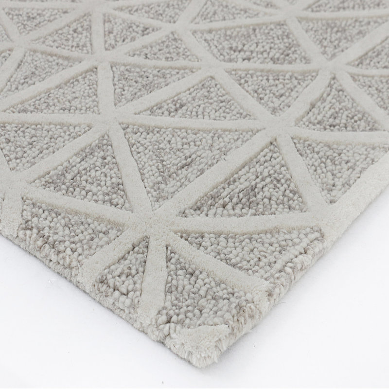 Extravaganza Geometric Handmade Tufted Wool/Cotton Heathered Gray Area Rug, Rectangle 8' x 10'