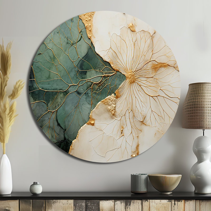 Pellen - Reproduction d'art abstrait en métal rond, H 16 po x l 16 po