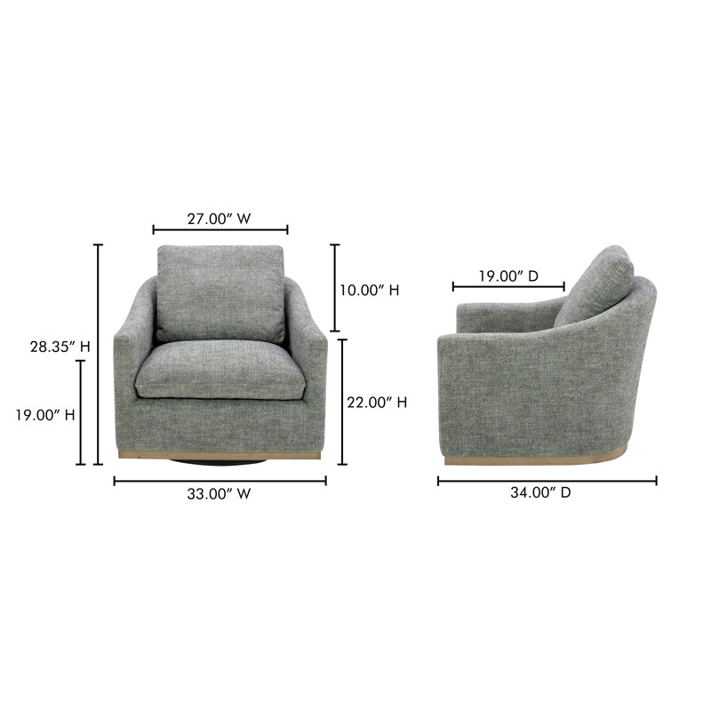Upholstered Swivel Armchair, Light Gray