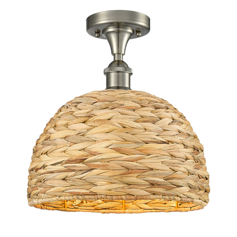 Plafonnier semi-encastré 1 lumière 16 po Tsang, H 12,25 po x l 12 po x P 12 po, Nickel satiné