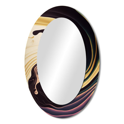 Purple, Gold And Blue Swirl III - Abstract Oval Decorative Mirror On Metal