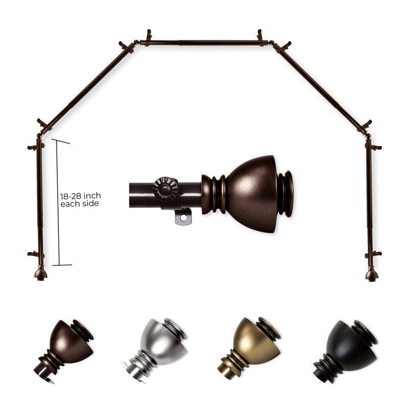 Ensemble de tringle à rideaux simple et quincaillerie pour fenêtre à 5 côtés Haubstadt, Cacao, 18 à 28 po (de chaque côté)