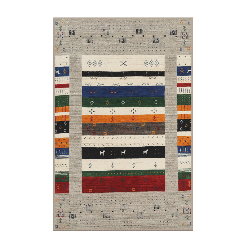 Tapis gris/rouge/vert de zone contemporaine Aaralyn, Rectangle 4 pi x 6 pi