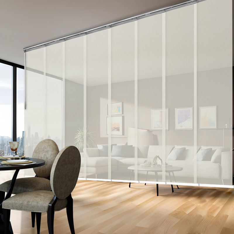 Dappled Ash 8-Panel Double Rail White Track Extendable 130"-175"W x 116"H, Panel width 23.5"