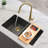 Stylish 3.5" Brushed Gold Stainless Steel Kitchen Sink Strainer with Removable Basket