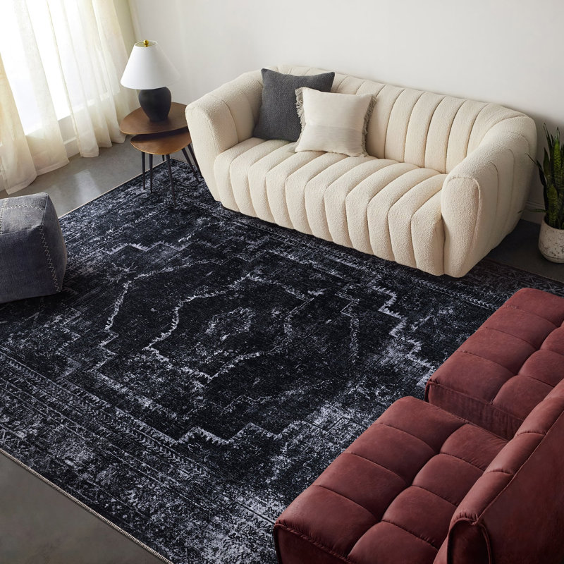 Vintage Look Cotton and Chenille Flatweave Area Rug, 80 x 150 cm