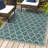 Hague Moroccan Trellis Textured Weave Teal/Gray Indoor/Outdoor Rug-623358861