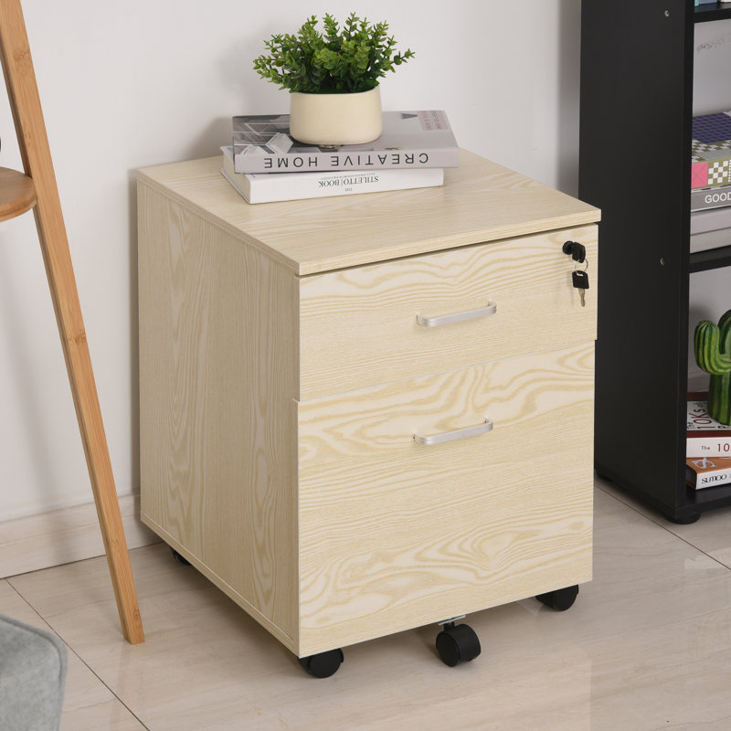 Brittani 40cm Wide 2 -Drawer Mobile File Cabinet, Oak