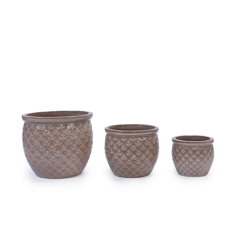 3 pots de fleurs en céramique, pot de fleurs moderne pour patio, jardin ou rebords de fenêtre