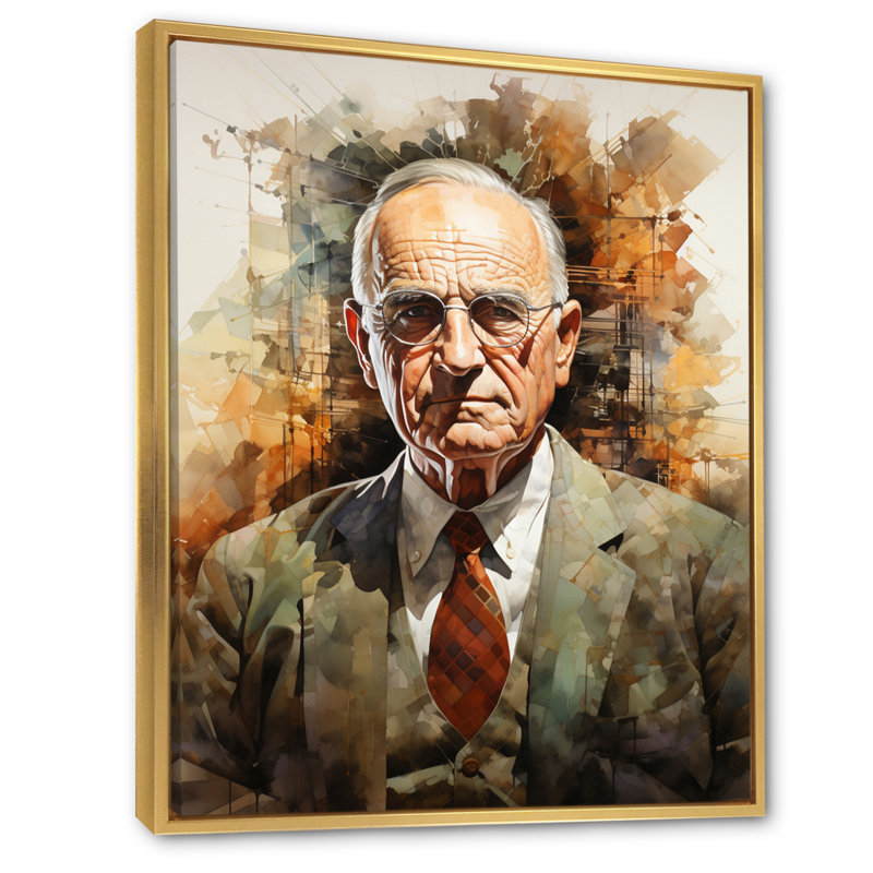 Président Harry S. Truman - président / art mural sur toile politique, H 32 po x l 24 po x P 1 po, Cadre flottant doré