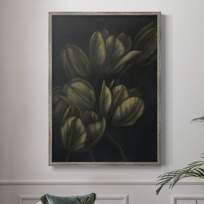 Tulipes dorées I, reproduction encadrée - bois massif 2991358, 11'' H x 9'' W