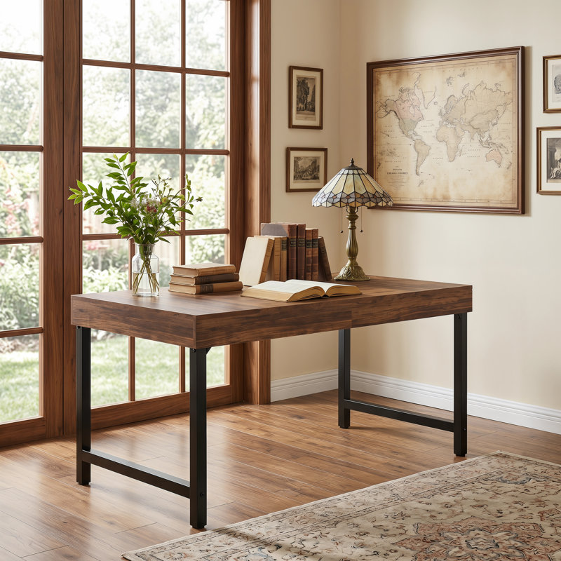 Iron Executive Desk, Dark Brown/Black