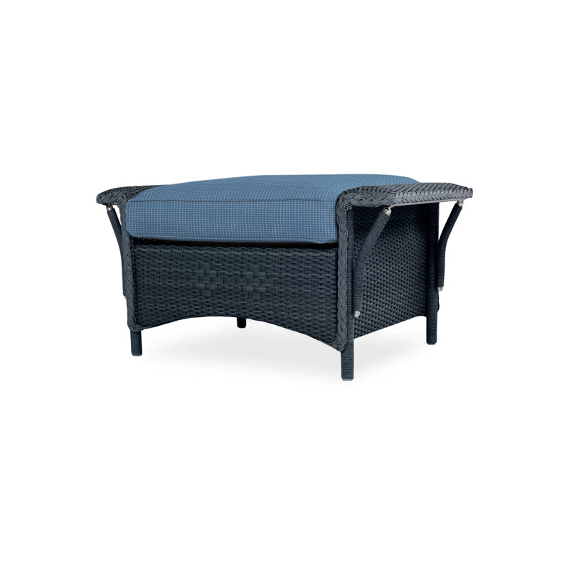 Nantucket Outdoor Ottoman, White, Bamboo Bay Sky